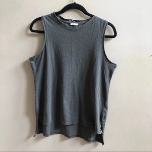 Zara Gray / dark olive Sleeveless Tank Muscle Tee